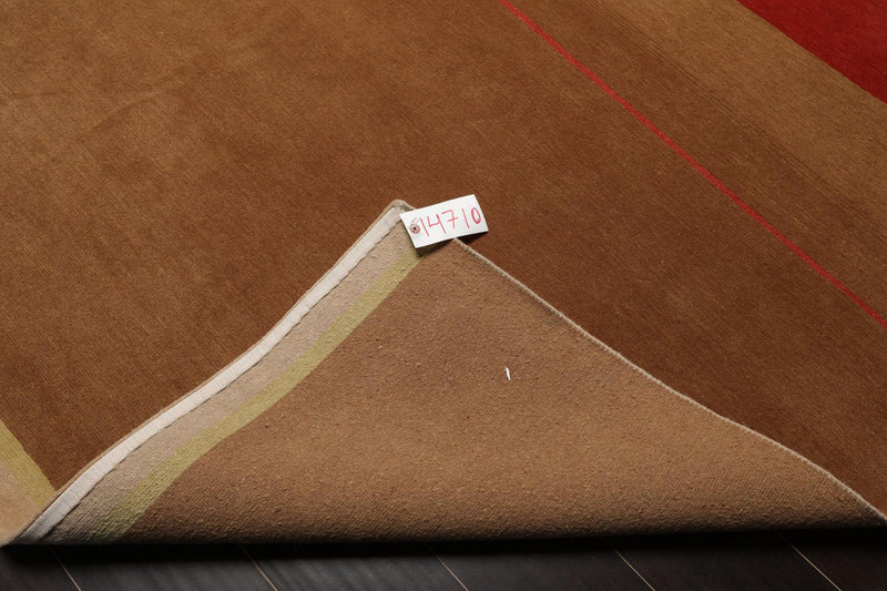 9'1" x 11'9'' Hand Knotted Tibetan Wool Hip Designer Area Rug Terracotta Brown