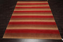 9' x 11'9" Hand Knotted Tibetan Wool Stripes Modern Oriental Area Rug Brown