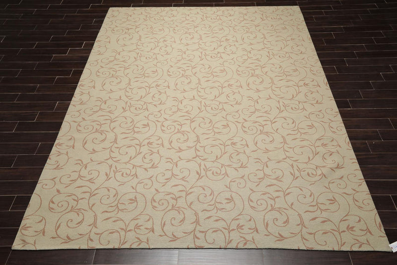 8'10" x 12'3" Hand Knotted Tibetan Wool Botanical 200KPSI Oriental Area Rug Moss