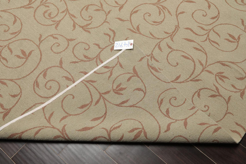 8'10" x 12'3" Hand Knotted Tibetan Wool Botanical 200KPSI Oriental Area Rug Moss