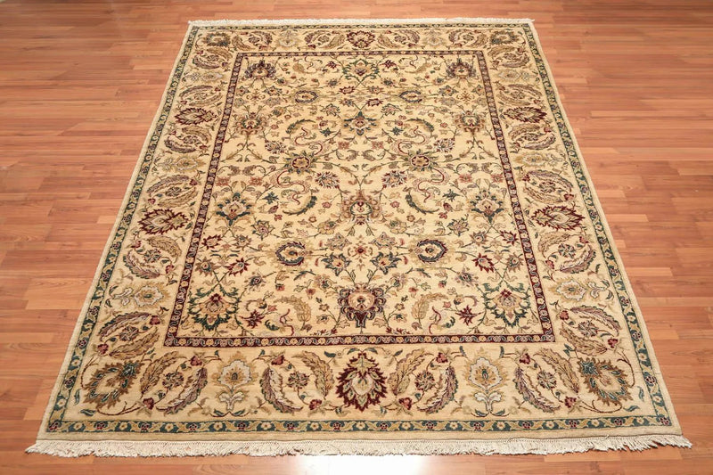9x12 Light Gold Hand Knotted Traditional Sultanabad 100% Wool Oriental Area Rug