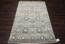4'x5'10" Hand Knotted 100% Wool Transitional Oriental Area Rug Tone on Tone Gray
