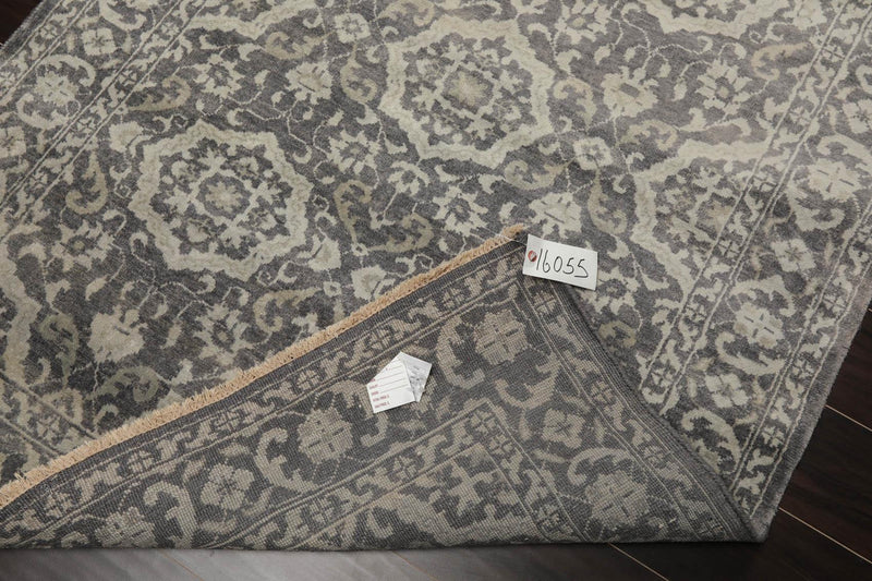 4'x5'10" Hand Knotted 100% Wool Transitional Oriental Area Rug Tone on Tone Gray