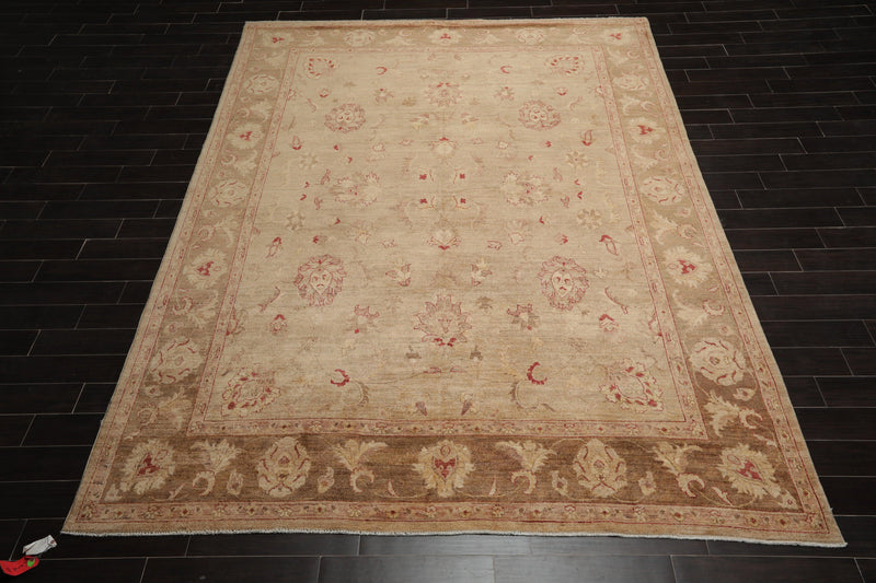 9' x 12'3" Hand Knotted Wool Stone Wash Peshawar Vegetable Dyes Area Rug Camel