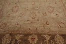 9' x 12'3" Hand Knotted Wool Stone Wash Peshawar Vegetable Dyes Area Rug Camel