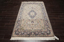 4'7" x 7'1" Hand Knotted Wool Traditional 200 KPSI Nain Oriental Area Rug Beige
