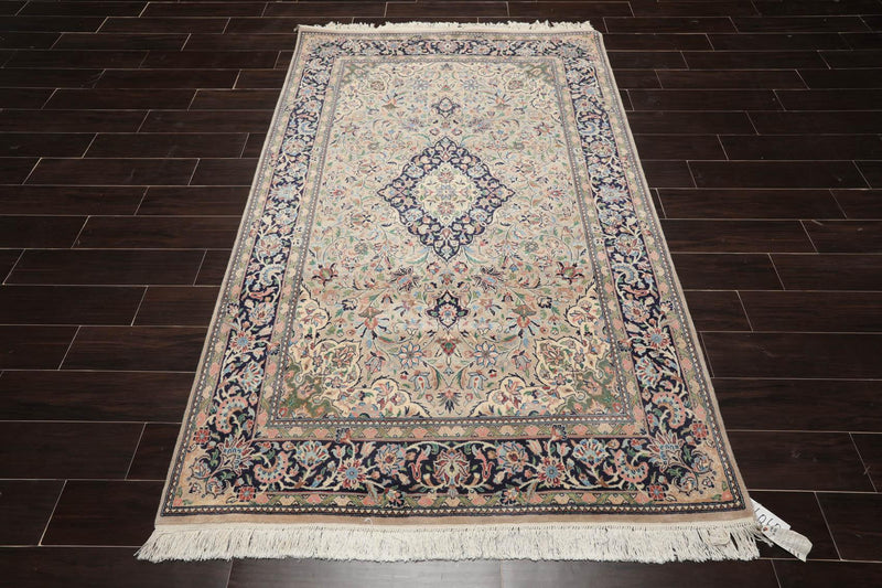 4'7" x 7'1" Hand Knotted Wool Traditional 200 KPSI Nain Oriental Area Rug Beige