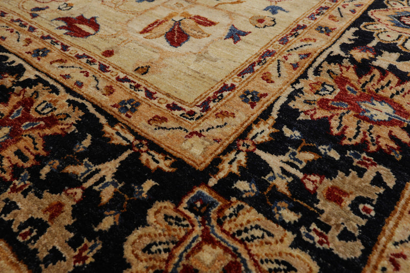 8'7"x11'3" Hand Knotted Wool Stone Wash Peshawar Vegetable Dyes Herizz Area Rug Burnt Orange