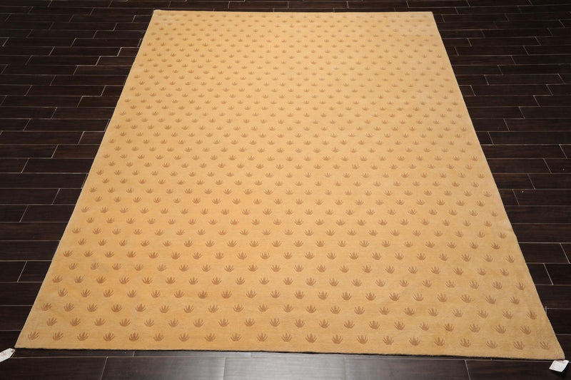 9' x 11'8" Premium Hand Knotted Tibetan Wool Frog Foot Area Rug Caramel