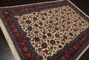 6'6"x 9'10" Authentic Hand Knotted Wool Sarouk 200 KPSI Oriental Area Rug Ivory