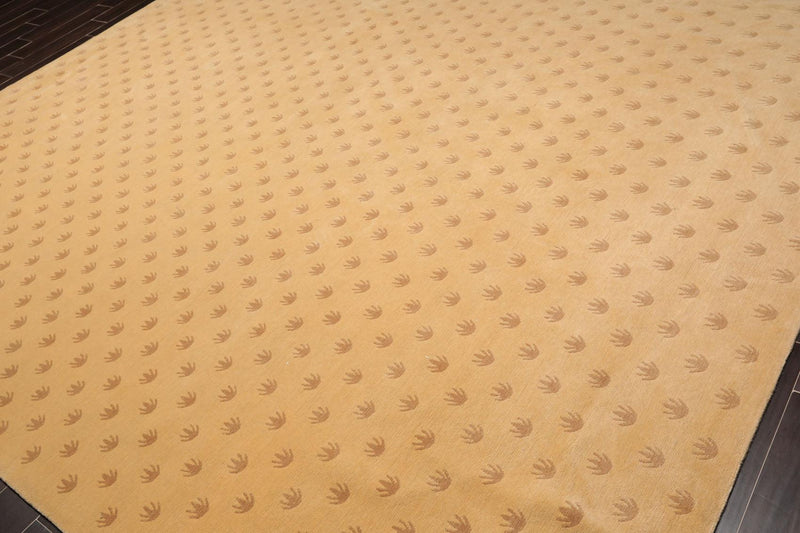 9' x 11'8" Premium Hand Knotted Tibetan Wool Frog Foot Area Rug Caramel