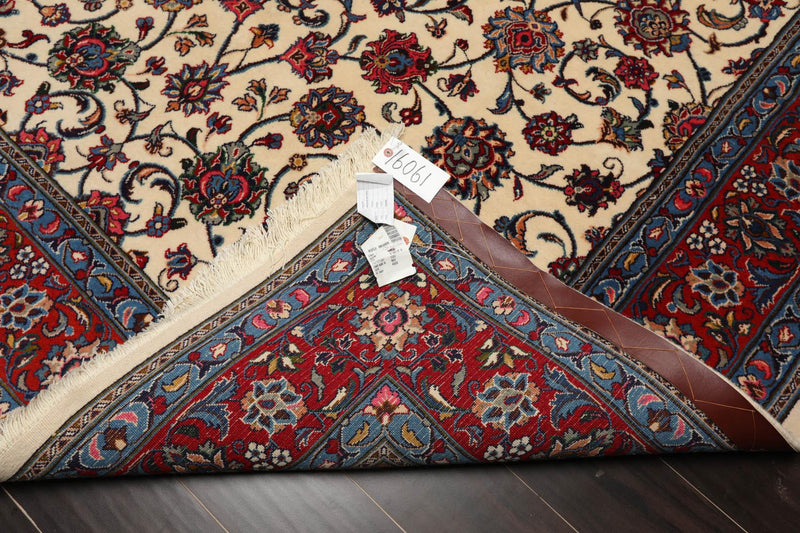 6'6"x 9'10" Authentic Hand Knotted Wool Sarouk 200 KPSI Oriental Area Rug Ivory