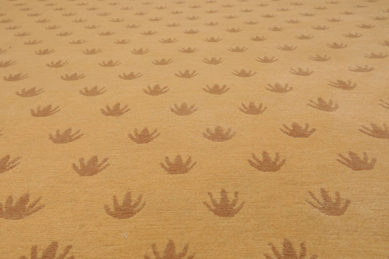 9' x 11'8" Premium Hand Knotted Tibetan Wool Frog Foot Area Rug Caramel