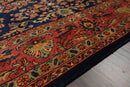 5'9" x 9'2" Hand Knotted 100% Wool Traditional Sarouk Oriental Area Rug Navy
