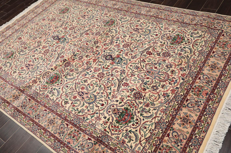 6'3" x 9'1" Hand Knotted 100% Wool Nain 16/18 Pak Persian 300 KPSI Area Rug Cream