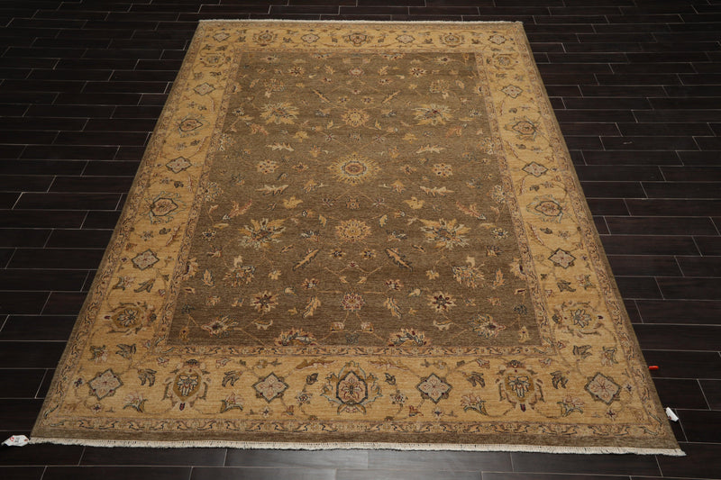 9' x 11'8" Hand Knotted 100% Wool Agra Vegetable Dyes Oriental Area Rug Moss