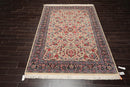6'1" x 9'3" Hand Knotted 100% Wool Quum 16/18 Pak Persian 300 KPSI Area Rug Ivory