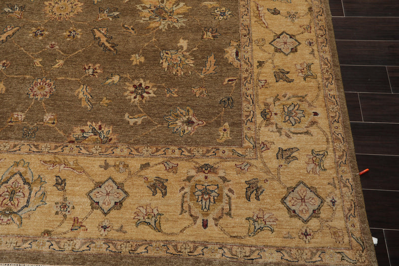 9' x 11'8" Hand Knotted 100% Wool Agra Vegetable Dyes Oriental Area Rug Moss