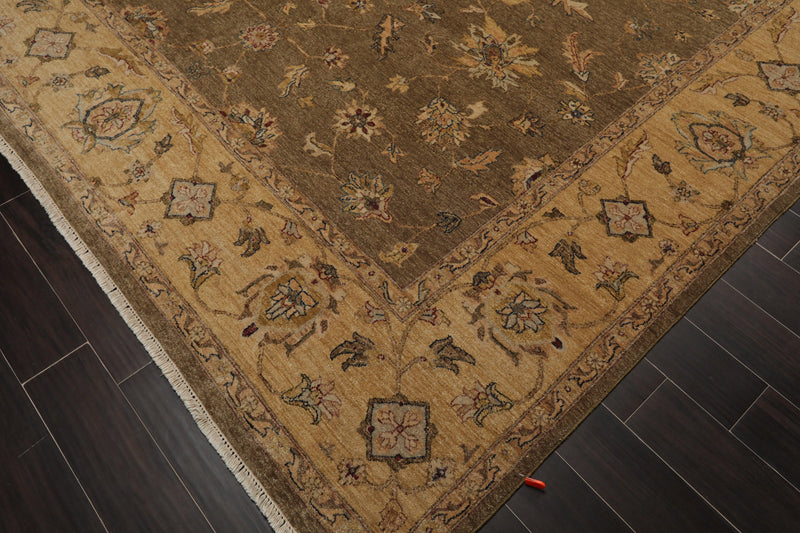 9' x 11'8" Hand Knotted 100% Wool Agra Vegetable Dyes Oriental Area Rug Moss