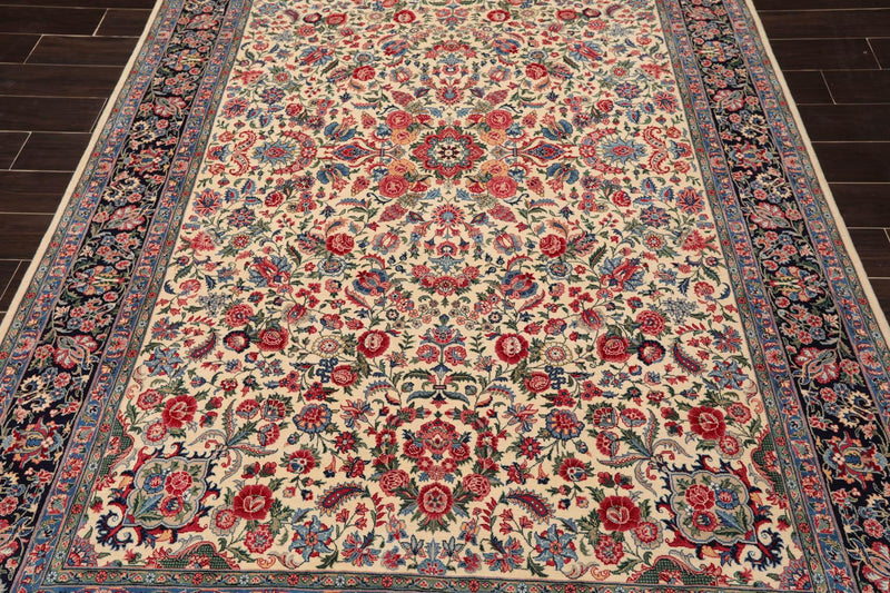 6'1" x 9'3" Hand Knotted 100% Wool Quum 16/18 Pak Persian 300 KPSI Area Rug Ivory