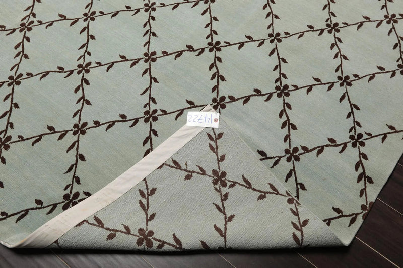 9' x 11'10'' Hand Knotted Tibetan 100% Wool Trellis Oriental Area Rug Sea Foam