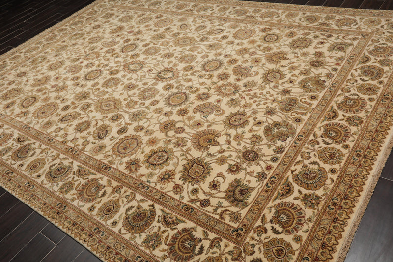 8'7" x 11'5" Hand Knotted 100% Wool Agra Vegetable Dyes Oriental Area Rug Beige