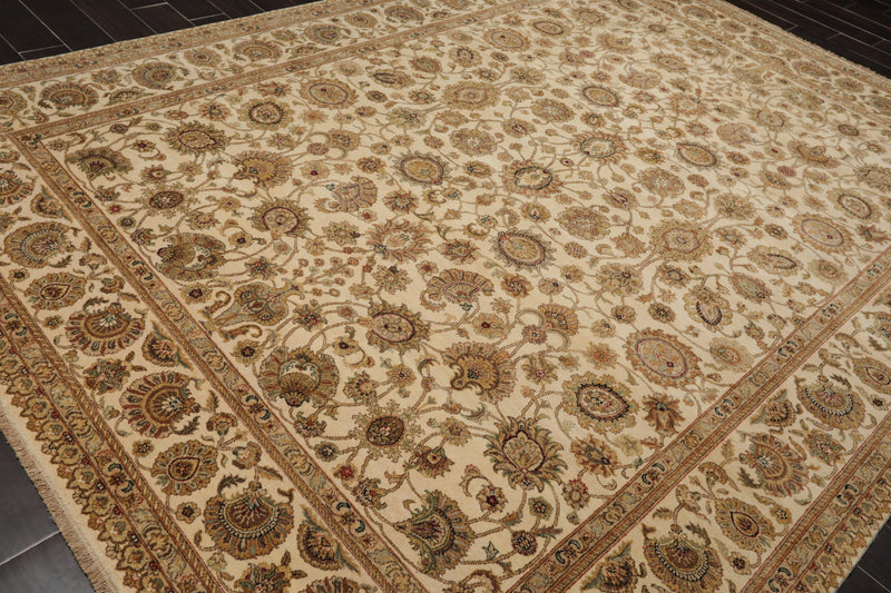 8'7" x 11'5" Hand Knotted 100% Wool Agra Vegetable Dyes Oriental Area Rug Beige