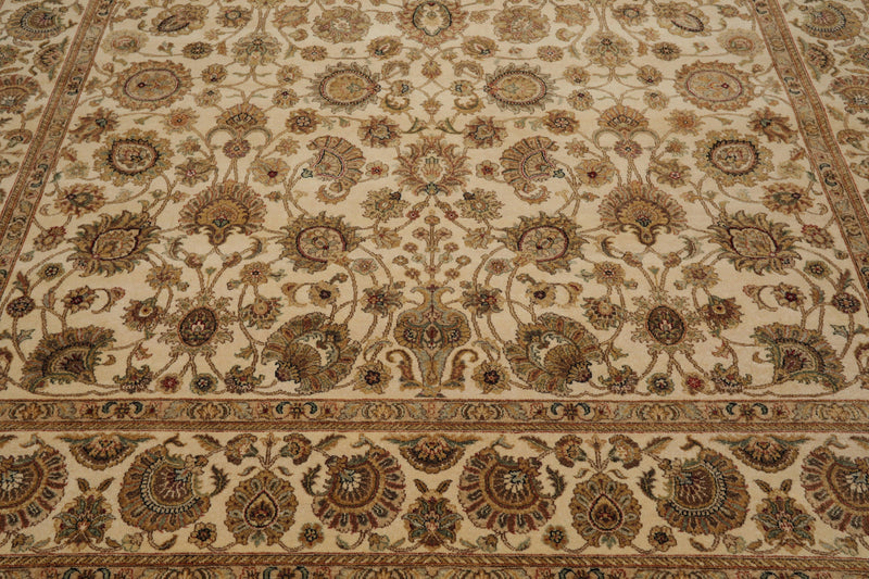 8'7" x 11'5" Hand Knotted 100% Wool Agra Vegetable Dyes Oriental Area Rug Beige