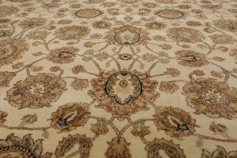 8'7" x 11'5" Hand Knotted 100% Wool Agra Vegetable Dyes Oriental Area Rug Beige