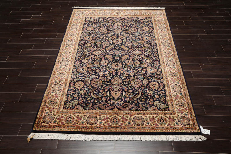 6'1" x 9'1" Hand Knotted Wool Nain 16/18 Pak Persian 300 KPSI Area Rug Navy