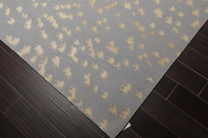 9'1" x 12' Hand Knotted Tibetan Wool & Silk Designer Boho Designer Area Rug Blue