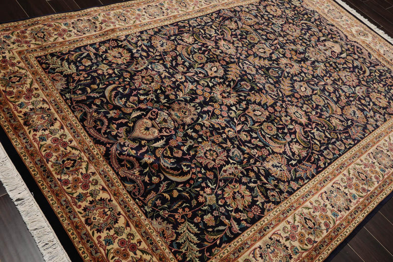 6'1" x 9'1" Hand Knotted Wool Nain 16/18 Pak Persian 300 KPSI Area Rug Navy