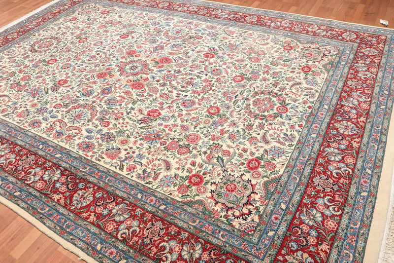 9x12 Ivory Hand Knotted 300 KPSI Kum 100% Wool Traditional Oriental Area Rug