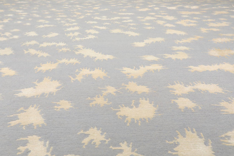 9'1" x 12' Hand Knotted Tibetan Wool & Silk Designer Boho Designer Area Rug Blue