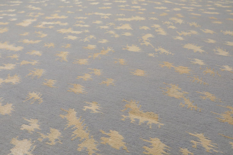 9'1" x 12' Hand Knotted Tibetan Wool & Silk Designer Boho Designer Area Rug Blue