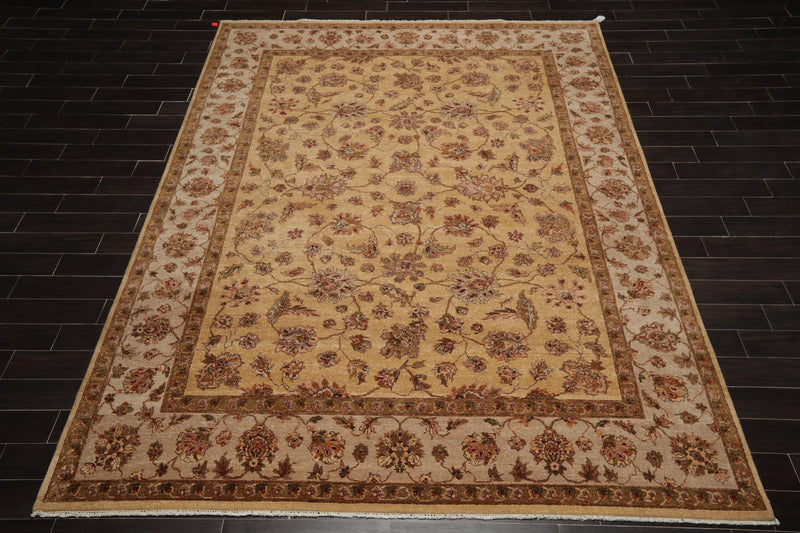 8'8" x 11'11" Hand Knotted Wool Agra Vegetable Dyes Oriental Area Rug Caramel