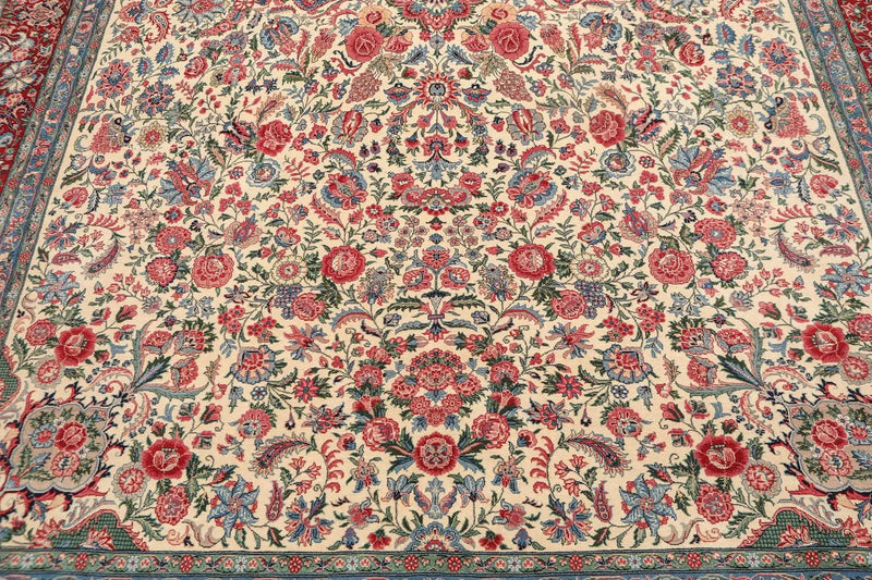 9x12 Ivory Hand Knotted 300 KPSI Kum 100% Wool Traditional Oriental Area Rug