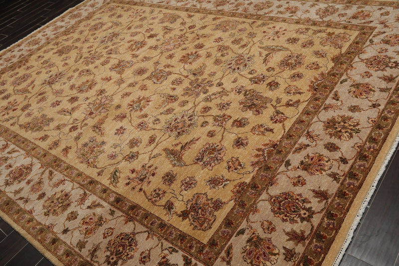 8'8" x 11'11" Hand Knotted Wool Agra Vegetable Dyes Oriental Area Rug Caramel