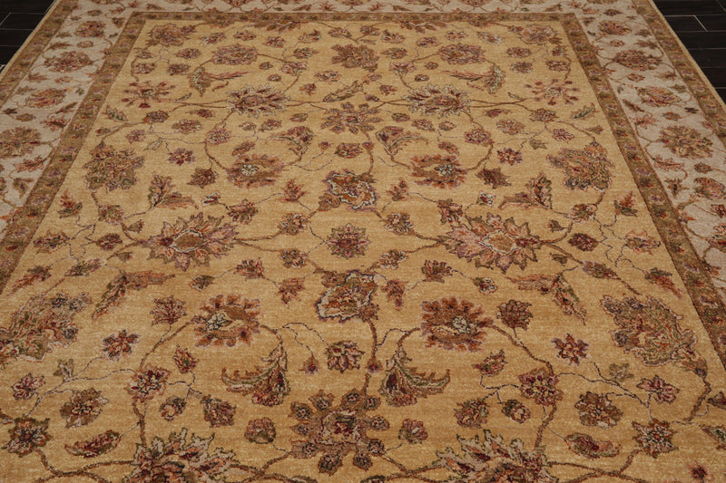 8'8" x 11'11" Hand Knotted Wool Agra Vegetable Dyes Oriental Area Rug Caramel