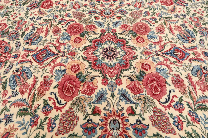 9x12 Ivory Hand Knotted 300 KPSI Kum 100% Wool Traditional Oriental Area Rug