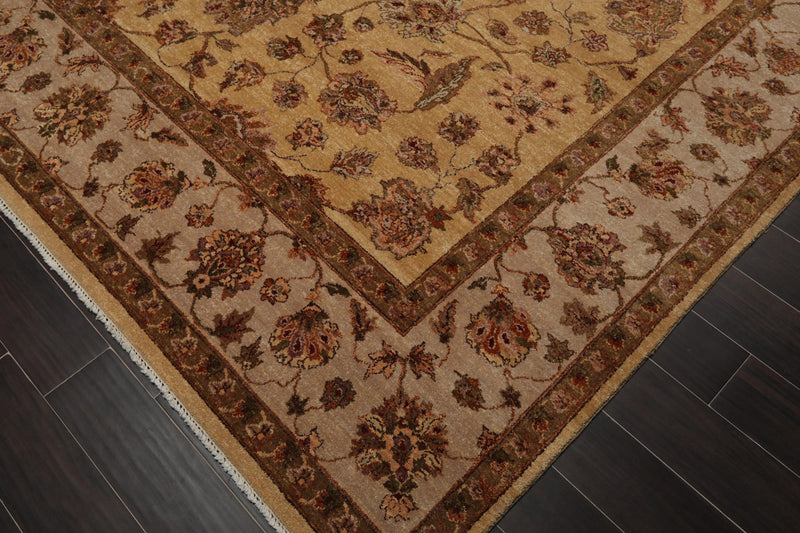 8'8" x 11'11" Hand Knotted Wool Agra Vegetable Dyes Oriental Area Rug Caramel