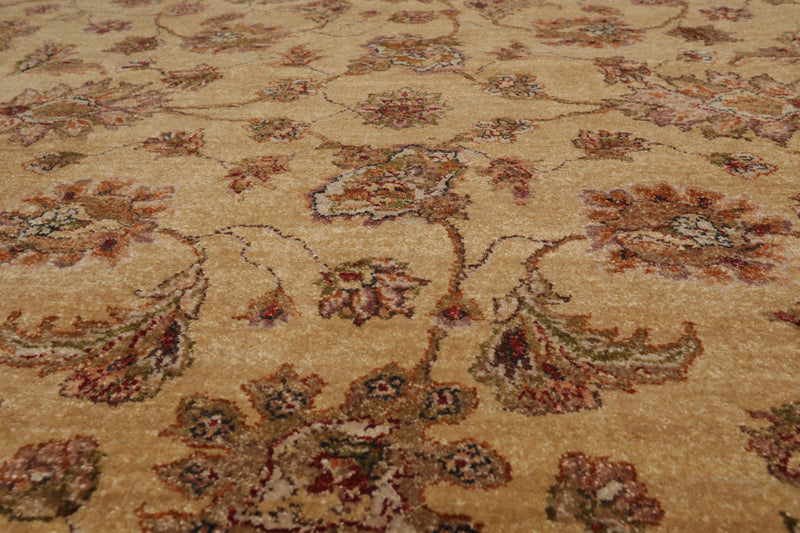 8'8" x 11'11" Hand Knotted Wool Agra Vegetable Dyes Oriental Area Rug Caramel