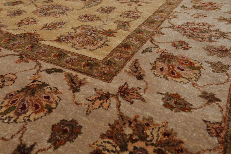 8'8" x 11'11" Hand Knotted Wool Agra Vegetable Dyes Oriental Area Rug Caramel