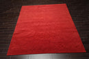 8'x9'10" Hand Knotted Tibetan Wool & Silk Designer Modern Oriental Area Rug Red