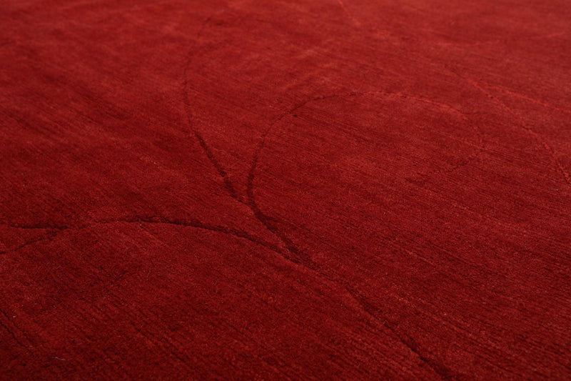 8'x9'10" Hand Knotted Tibetan Wool & Silk Designer Modern Oriental Area Rug Red