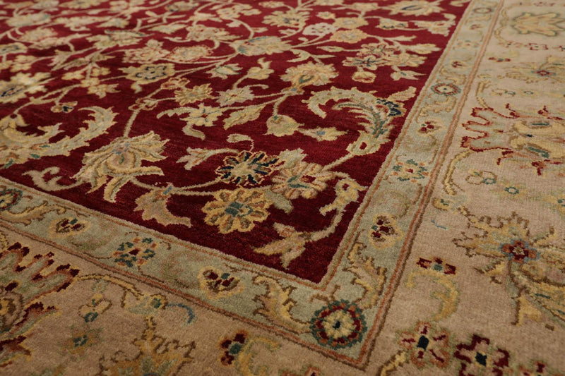 6'3" x 9'2" Hand Knotted 100% Wool Traditional Agra Oriental Area Rug Wine