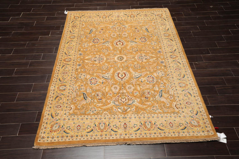 6' x 8'7" Hand Knotted Wool Tabriz 16/18 Pak Persian 300 KPSI Area Rug Caramel