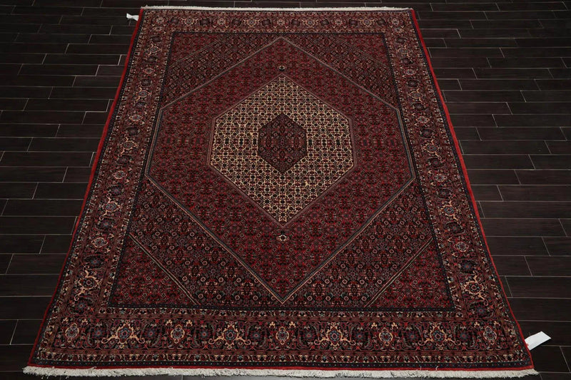 8x10 Red Hand Knotted Wool Authentic Bidjar medallion 300 KPSI Persian Oriental Area Rug