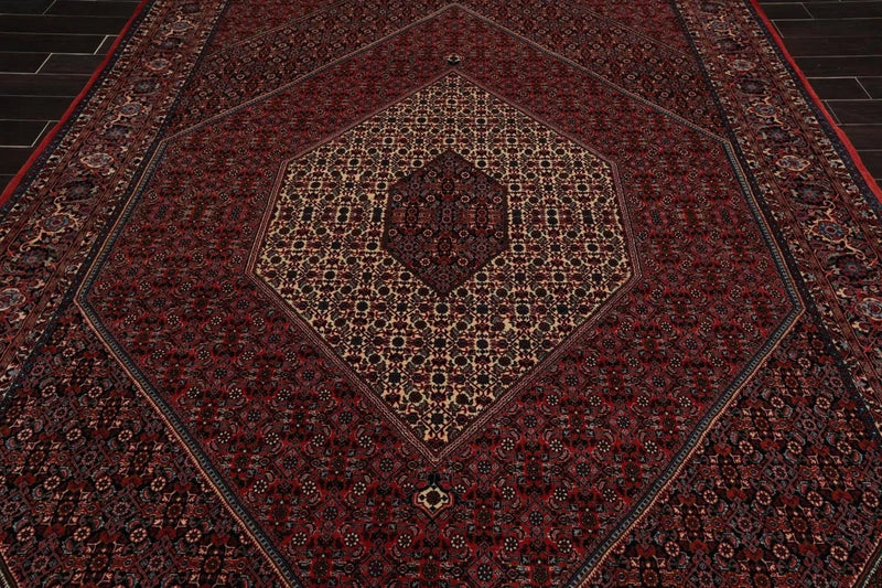 8x10 Red Hand Knotted Wool Authentic Bidjar medallion 300 KPSI Persian Oriental Area Rug