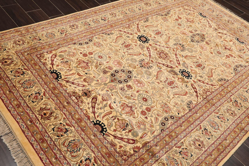 6' x 8'11" Hand Knotted 100% Wool 200 KPSI Oriental Area Rug Warm Beige